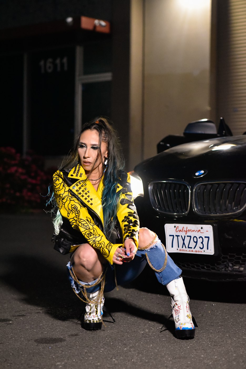 Cloud in a yellow statement jacket